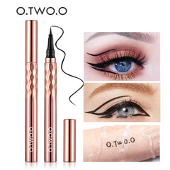 قلم تحديد العيون O.TWO.O، قلم تحديد عيون أسود رفيع سهل الرسم، مقاوم للماء، يدوم طويلاً، سريع الجفاف، محدد عيون سائل