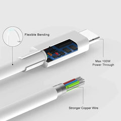 كابل بيانات شحن سريع PD 60 وات USB C إلى USB Type C كابل بيانات لهاتف Iphone 15 15Pro Huawei Samsung Xiaomi خط بيانات أسود أبيض 1 متر 2 متر 3 متر