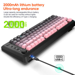 2025 New HXSJ L400 81-key 3 mode gaming wireless keyboard ergonomic Rgb backlit portable membrane keyboard wireless for laptop