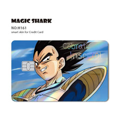 ملصق بطاقة الائتمان والخصم بالليزر ثلاثي الأبعاد اللامع الرائع من Magic Shark Dragons Balls Goku Vegeta، غطاء أمامي