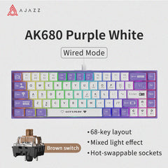 AJAZZ AK680 wired mechanical gaming keyboard double-pin keycap 68-key full-key hot-swappable mixed color lighting effect