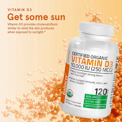 Vitamin D3 10,000IU (250MCG) - Bone, Muscle & Colon Health, Non-GMO, Gluten-Free