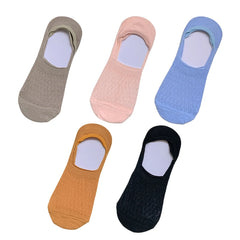 5Pairs Women Invisible Boat Mesh Socks Summer Silicone Non-slip Breathable Comfortable Mesh Sock Low Cut Female Ultra-thin Sox
