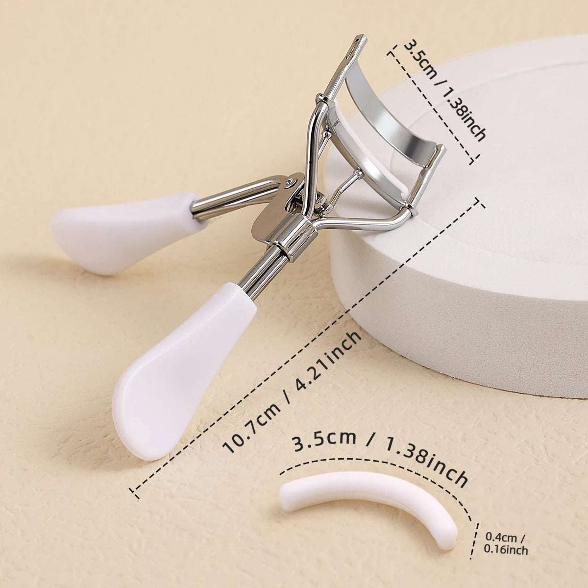 Portable Eyelash Curler with 15 Silicone Pads and Stainless Steel Eyelash Curler, Used for Eyelash Extension and Curling Tools