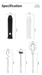 UPGRADED Electric Coffee Frother/MILK Whisk+Egg Beater MINI Food Blender USB Rechargeable Handheld Three Speeds Espresso Tools