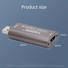 بطاقة التقاط فيديو USB 3.0 بدقة 4K وتردد 60 هرتز، متوافقة مع HDMI، صندوق التقاط فيديو، تسجيل بث مباشر لجهاز PS4 وXBOX والهاتف وكاميرا DVD للألعاب