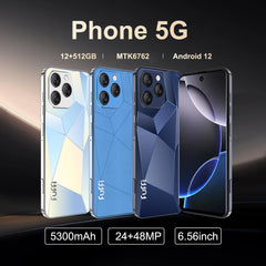 Global Vision I16 Pro Smartphone 5G Android 5300mAH 12GB RAM 512G ROM 6.56Inch 1080x2640HD 24+48MP MTK10 4G Network Mobile Phone