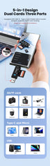 قارئ بطاقات Olaf 5 في 1 Otg Type C قارئ بطاقات Micro Sd محرك أقراص فلاش قارئ بطاقات الذاكرة الذكية USB 2.0 Tf Cf محول قارئ البطاقات