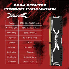 ذاكرة PUSKILL RAM DDR4 سعة 16 جيجابايت و8 جيجابايت و1.2 فولت وتردد 3200 ميجاهرتز و2666 ميجاهرتز وذاكرة تبريد UDIMM للكمبيوتر المكتبي