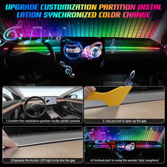 Car Ambient Lights Universal LED Symphony RGB Atmosphere Lamp 64 Colors Acrylic Strip APP Control Remote for Tesla Model 3 Y S X