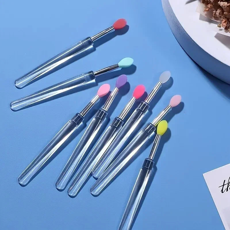 8PCS Makeup Beauty Brushes for Eyeshadow Silicone Lip Brush with Lid Easy and Efficient Lipstick Cream and Lip Gloss Applicator