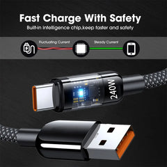 240W Fast Charging Cable USB To TypeC High Speed Data Transfer Antibreak Data Line for Samsung IPhone Xiaomi HUAWEI Macbook IPad