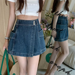 High Waist Slimming Denim  Skirt Summer 2023 Women's plus Size Faionable orts Asymmetrical Jeans Skirt