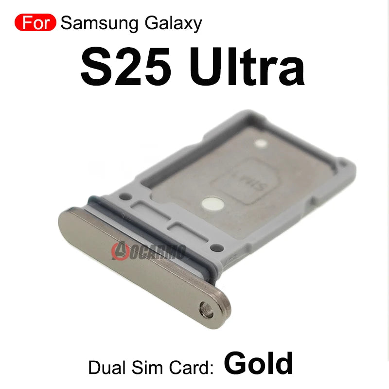 قطعة بديلة لحامل بطاقة SIM المزدوجة لهاتف Samsung Galaxy S25Ultra، باللون الأسود والفضي والذهبي