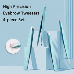 4 Pcs Colorful Eyebrow Tweezer Hair Beauty Fine Hairs Puller Stainless Steel Slanted Eye Brow Clips Removal Makeup Tools