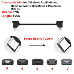 Data Cable OTG Remote Controller to Phone Tablet Connector USB TypeC IOS Extend for DJI MINI 4K/2/3 Pro/SE/Pro/Air/Mavic 2/3