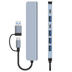 موزع USB C موزع USB 3.0، موسع USB 7 في 1 من الألومنيوم، موزع USB مع USB 3.0، 4 منافذ USB 2.0 و2 منفذ USB C موزع USB