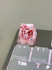 1Pcs High Quality Epoxy DIY Translucent Leaves Dry Flowers Paper Cross Axis Mechanical Keyboard Keycap Universal Accessories