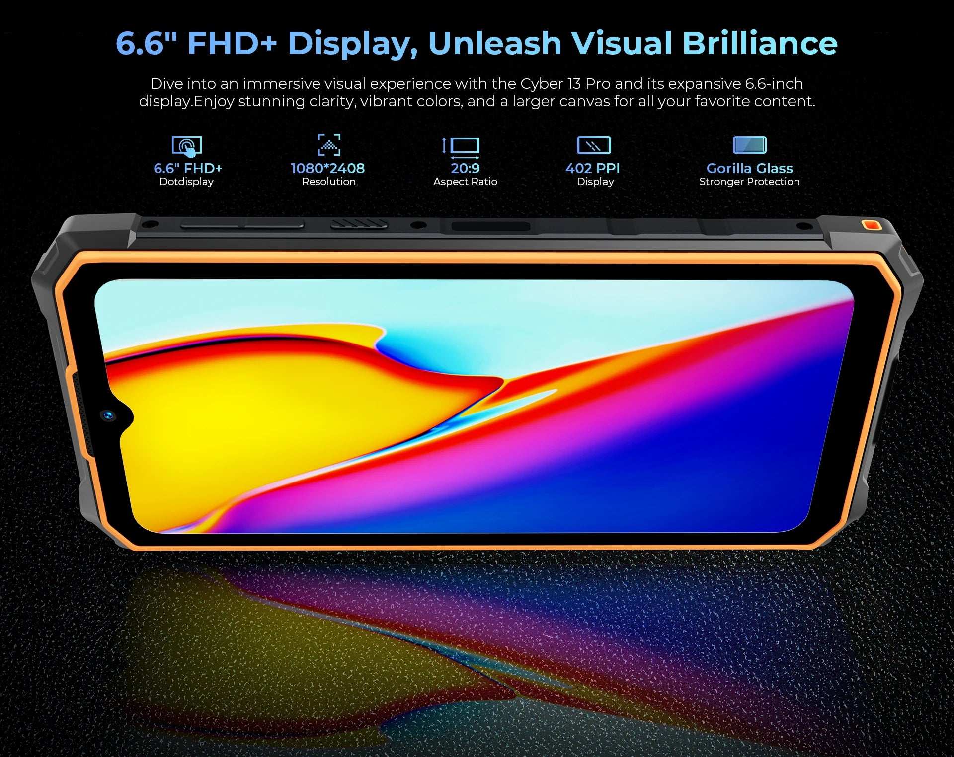[World Premiere] HOTWAV Cyber 13 Pro 150LM Flashlight 20GB+256GB 6.6'' FHD+ 2K 10800mAh 20W Fast Charging 64MP Android 13 Global