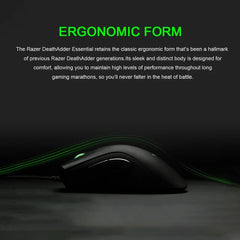 ماوس الألعاب السلكي الأصلي Razer DeathAdder Essential بدقة 6400 نقطة في البوصة مع مستشعر بصري و5 أزرار مستقلة لأجهزة الكمبيوتر المحمولة واللاعبين