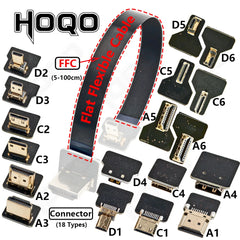كابل مرن مسطح متوافق مع موصل HDMI من شريط FPV Raspberry Pi 4 Micro HDMI إلى HDMI/Mini HDMI أنثى بزاوية 90 درجة FFC 20 سنًا