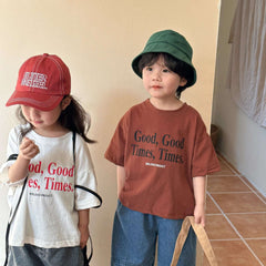 2024 Summer Fashion Loose Girl Children Letter Print T-shirt Boy Baby Cotton Short Sleeve Tees Kid Casual Tops Toddler Clothes