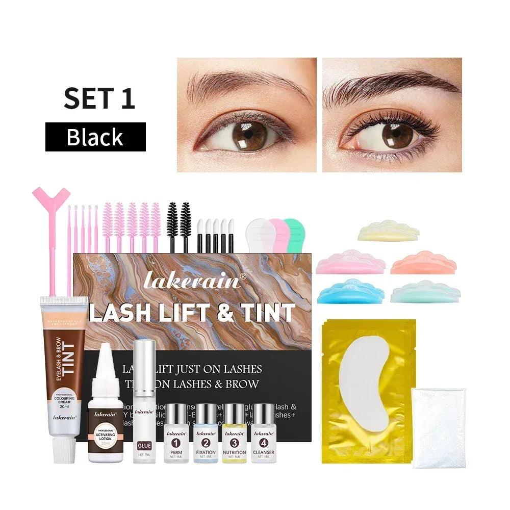 Lash lift and tint set 1 with black tint components and applicators