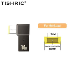 TISHRIC Laptop Power Charger Supply Connector Adapter PD 100W 5A  USB Type-C Female to DC Male For HP/Lenovo/DELL
