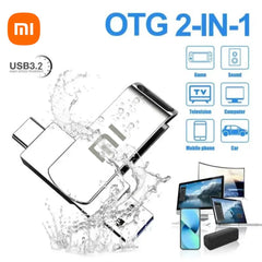 محرك أقراص فلاش USB 3.2 من شاومي بسعة 16 تيرابايت، مقاوم للماء، نقل عالي السرعة، واجهة 2 في 1 من النوع سي، عالمي للهواتف المحمولة والكمبيوتر