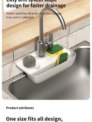 Household Silicone Sink Drain Rack Faucet Splash Proof Drain Rack Water Collecting Pad Sponge Rag Steel Wool Gadget Storage Box