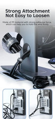 Cable organizer tape with wound cable for managing cords, black