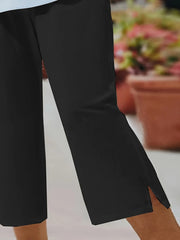 2024 summer women's new plus size knitted fabric elegant temperament slit sweatpants