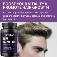 Men's Nighttime Saw Palmetto Extract Supplement - For Frequent Nighttime Urination and Sleep Health, Non-GMO