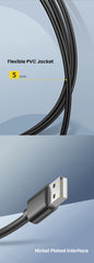 كابل NIERBO USB إلى USB من النوع A ذكر إلى ذكر Superspeed USB 2.0 من النوع A ذكر إلى النوع A ذكر كابل 24 / 28AWG بطول 1.5 متر و5 أقدام أسود