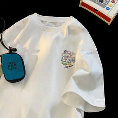 ex Pure Cotton ort Sve T-irt fiti Letter Print Casual Faionable UV Protection Coating Tag Removed Clothing