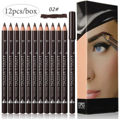 6/12Pcs Eye Brow Pencil Waterproof Professional Women Eye Makeup Pen Easy Color Natural Black Brown Cosmetic Beauty Eyebrow Tool