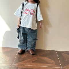 2024 Summer Fashion Loose Girl Children Letter Print T-shirt Boy Baby Cotton Short Sleeve Tees Kid Casual Tops Toddler Clothes