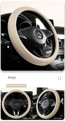 Napa Leather Perforated Patchwork Car Steering Wheel Cover, Non-slip, Breathable, Universal 15 Inch (Approx. 38cm)