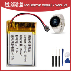 بطارية بديلة 361-00137-10 لجهاز Garmin Venu 2s 361-00139-10 لجهاز Garmin Venu 2 بسعة 225 مللي أمبير/ساعة مع أدوات مجانية