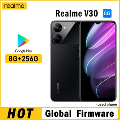 هاتف OPPO Realme V30 5G الذكي عالميًا بمعالج MTk Dimensity 700 وواجهة realme UI 3.0 وشاشة 6.5 بوصة وذاكرة 8 جيجابايت وذاكرة 256 جيجابايت ونظام تشغيل Android 12 هاتف مستعمل