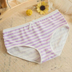 Kawaii Lolita Girls Japanese Anime Style Cosplay Women Panties Briefs With Bow Underwears Underpants Blue Pink White Stripe Gift