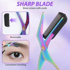 1PCS Eyebrow Trimmer Scissor,2024 New Stainless Steel Eyebrow Scissors with Comb,Portable Non Slip Professional Eyebrow Trimmer