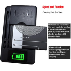 شاحن بطارية محمول بشاشة LCD عالمية مع منفذ USB لشواحن الهواتف المحمولة 32-55 مم لشحن البطارية، قابس الولايات المتحدة والمملكة المتحدة والاتحاد الأوروبي
