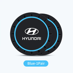 2Pcs Car Silicone Coaster Anti-Slip Water Cup Drink Mat For Hyundai Creta SantaFe Kona Genesis Equus Coupe Azera ioniq