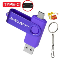 محرك أقراص فلاش USB من النوع C بسعة 128 جيجابايت وذاكرة تخزين 64 جيجابايت وسلسلة مفاتيح مجانية وذاكرة تخزين إبداعية هدية عمل باللون الأحمر وقرص U أزرق 32 جيجابايت