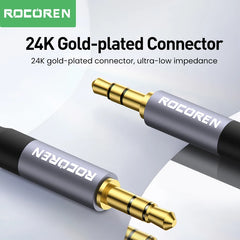 كابل صوت Rocoren بمقبس 3.5 مم من الذكور إلى الذكور كابل AUX للهاتف وسماعات الرأس والسيارة ومكبر الصوت MP3 والكمبيوتر ومقبس 3.5 مم سلك AUX بطول 5 أمتار