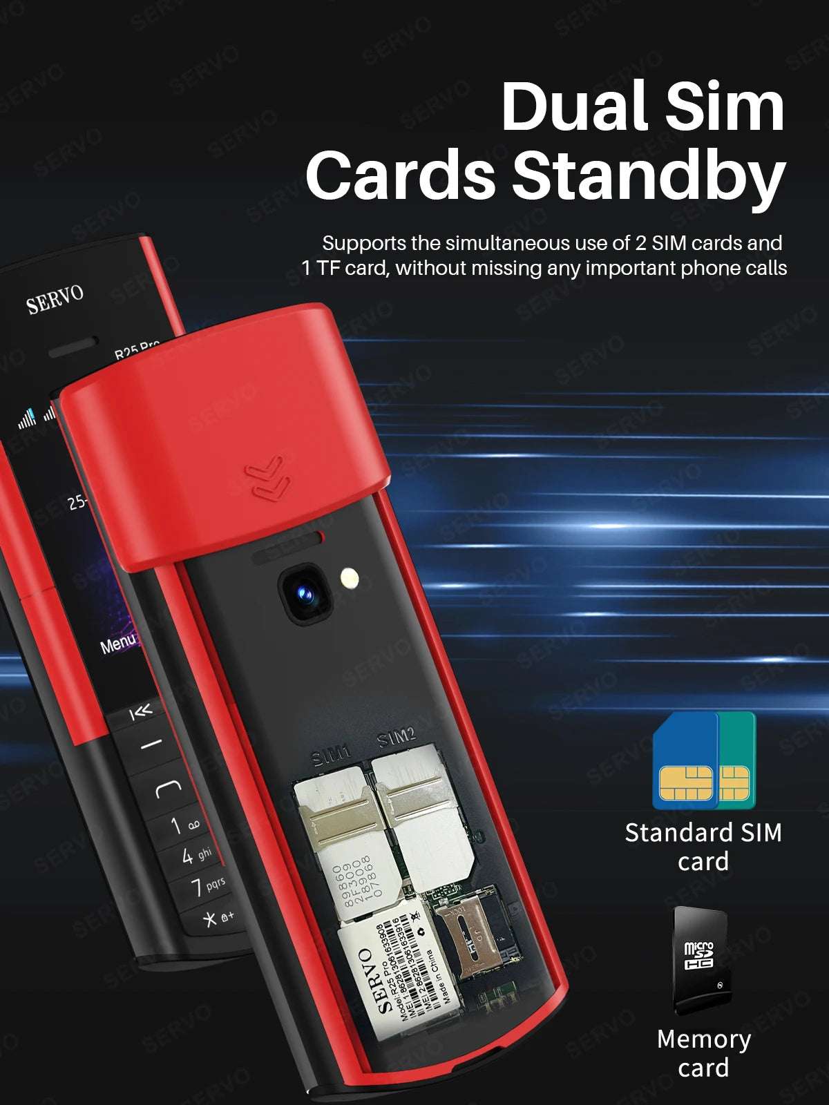 SERVO R25 PRO Originality Mobile Phone Dual SIM 2GGSM TWS Super Sound Blacklist Bluetooth Dial Speed Dial Auto Call Record Torch