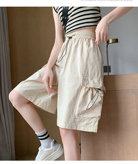Sweet Cool Sle Women's Workwear orts Summer Thin American Qui Dry Casual Wide Leg Five-Quarter Loose Straight Cut Pants