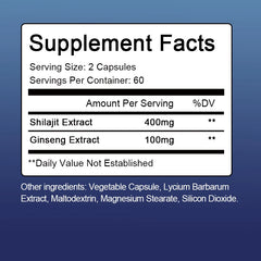 Mulittea Hot Sale 100% Organic Shilajit & Maca Capsules for Male Hormone Balance Energy Supplement Increased endurance