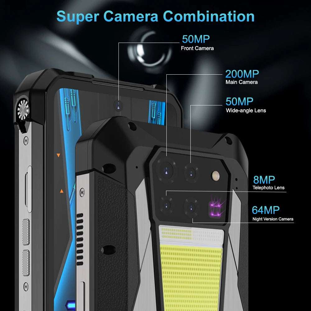 Unihertz Tank 3 Pro 8849 with 100 Lumens 5G Projector phone,32GB/36GB RAM,512GB ROM,23800mAh 120W,200MP Camera,Bluetooth 5.3,NFC